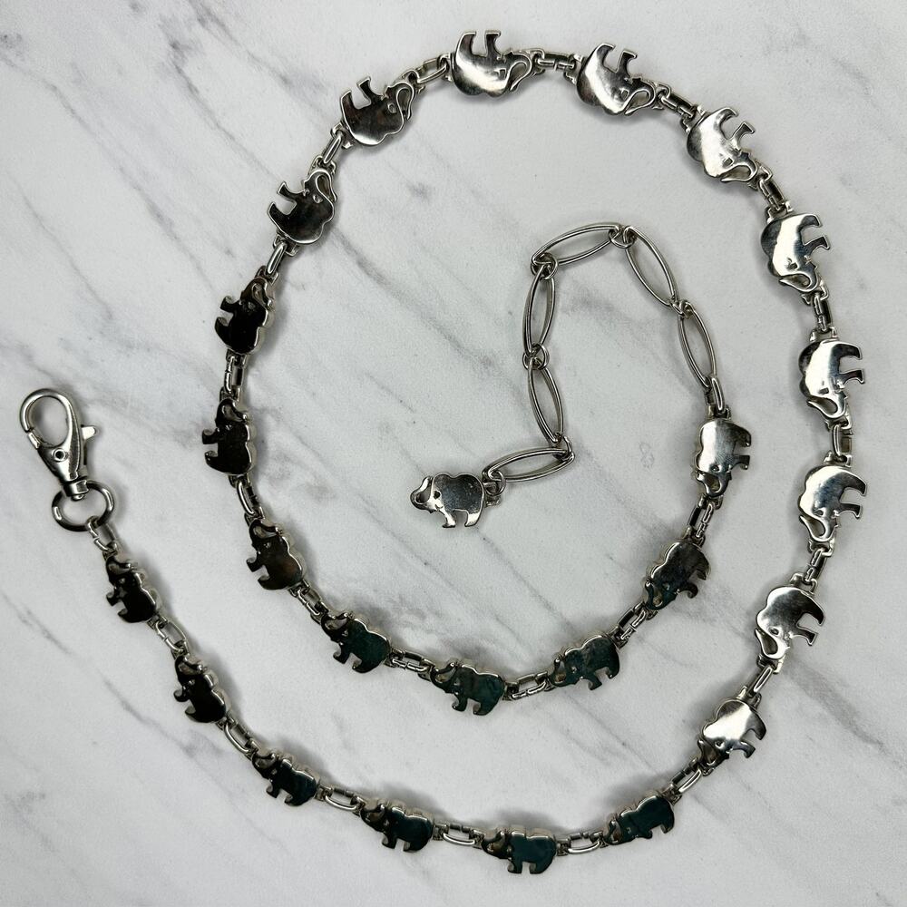Elephant Silver Tone Chain Link Belt Y2K Boho Novelty Medium/Large (M/L) ✨
